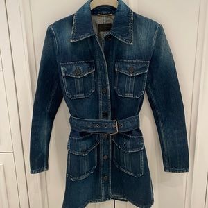 Yves Saint Laurent belted safari denim jacket